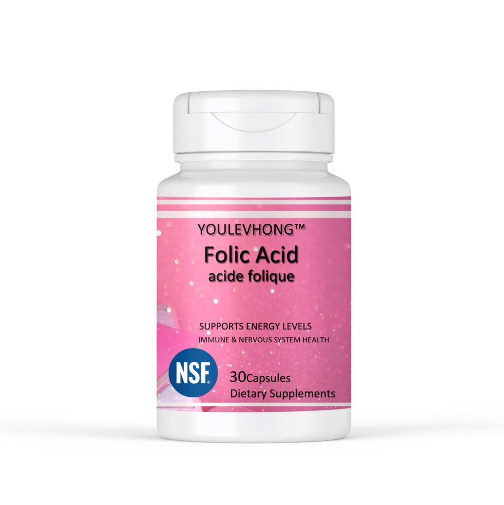 YOULEVHONG Folic Acid Supplement — Folate Vitamin B9 — Premium Quality Prenatal support folic acid for Cell Growth & Immune Health Capsules.