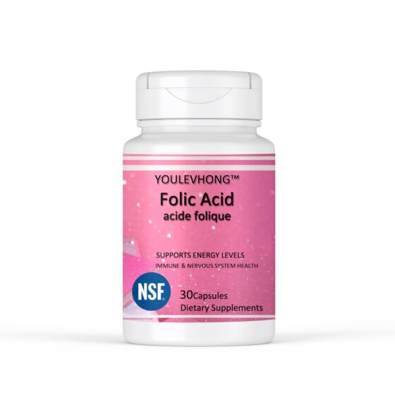 YOULEVHONG Folic Acid Supplement — Folate Vitamin B9 — Premium Quality Prenatal support folic acid for Cell Growth & Immune Health Capsules.
